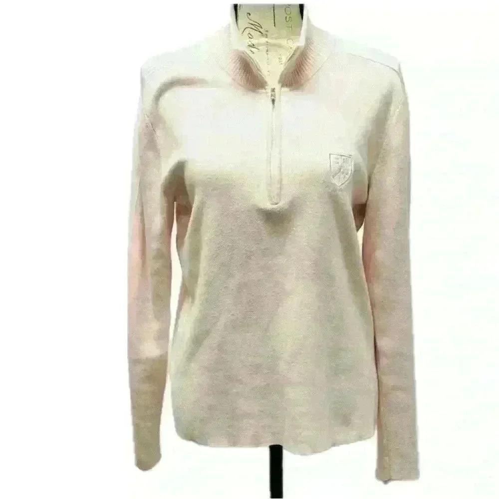 L-RL Ralph Lauren Active Womens Pink Sweater size Large Zip up
